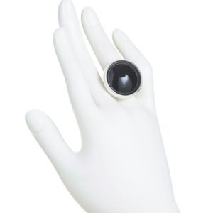 GEORG JENSEN Sterling Silver Black Agate Ring